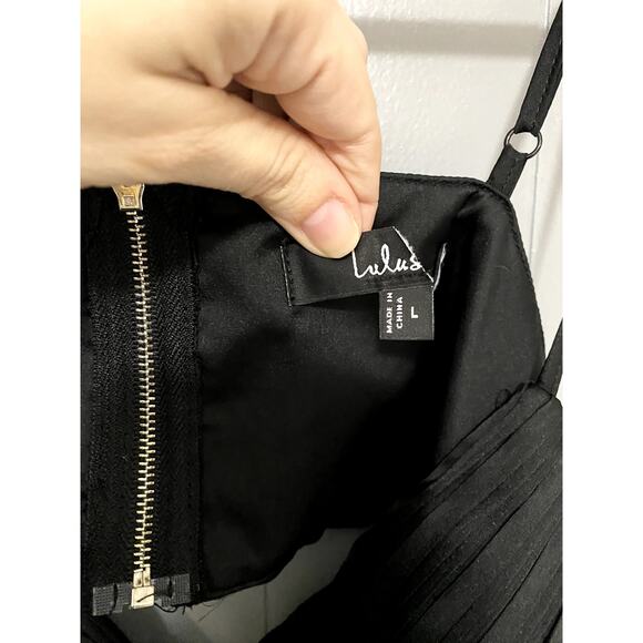 NWOT Lulus Got the Glam Black Pleated Cutout Event Party Elegant Maxi Dress L - Picture 4 of 8